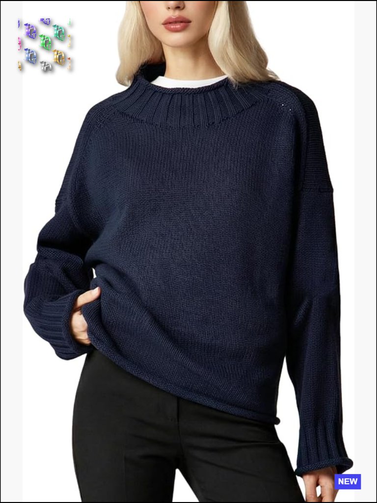 Oversized Chunky Cable Knit Rollneck Pullover Sweater Cozy Winter Fall Top